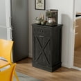 thumbnail image 3 of GETYES Single Tilt-Out Waste and Recycling Cabinet with Concealed Drawer, Gray, 35.83 x 12.99 x 20.47 Inches, 3 of 8