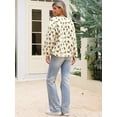 thumbnail image 3 of DARING DIVA Fleece Jacket Floral Print Long Sleeve Outwear S Beige, 3 of 6