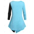 thumbnail image 3 of Camiseta Irregular de Bloqueo de Color de Talla Extra Rosegal Mangas largas de talla grande, 3 of 5