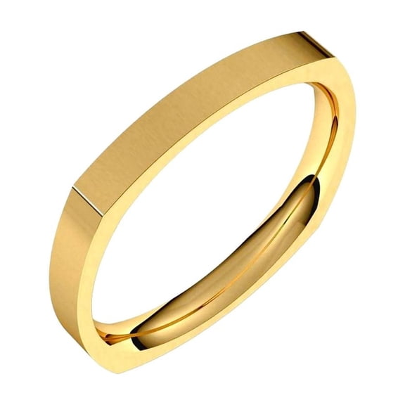 14k Yellow Gold 2.5mm Square Comfort-Fit Band Ring Size 5 Ring for Women and Men - 2.6 Grams