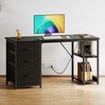 thumbnail image 3 of 51 Inch Computer Desk with File Drawers & USB Power Outlets- Reversible Home Office Desk with Storage Shelves, Work from Home, Writing Table for Bedroom, Black, 3 of 9