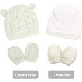 thumbnail image 5 of Visland Unisex Toddler Luxury Knitted Hat and Mitten, White, 5 of 9