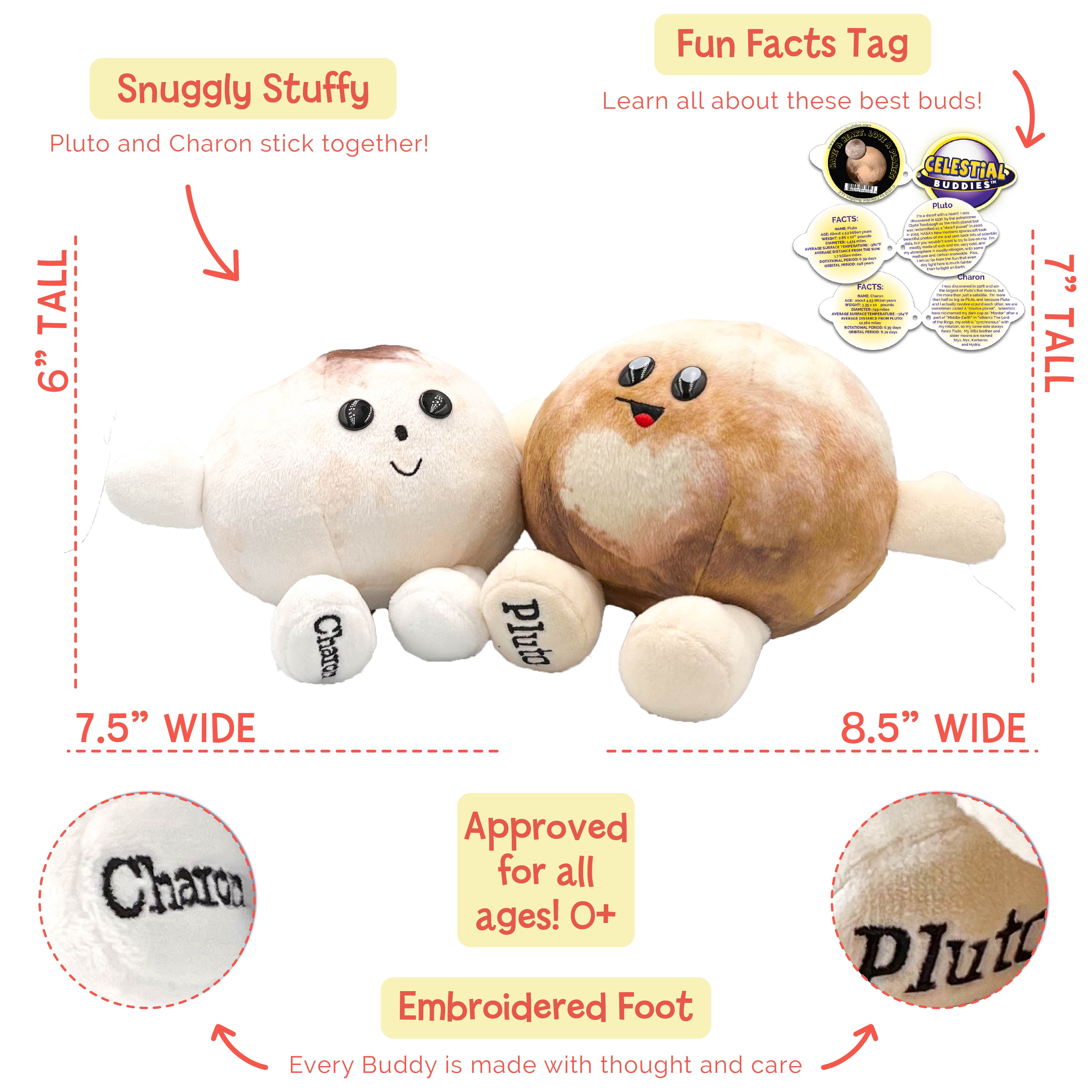 Celestial Buddies Pluto and Charon Stuffed Planet Plushes Solar System Space Toy Age 0+