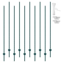 Wqmh 7 ft Fence Post, U-Channel Metal Fence Posts with Zip Ties & Clips, Sturdy Steel Fence Stakes for Garden Yard, Lawn, Farms and Outdoor Wire Fencing, Green