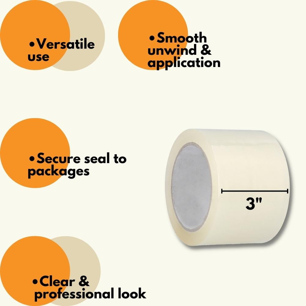 SSBM Heavy-Duty Clear Shipping Packaging Tape 3"x330 Feet 1.5 Mil w/ Handheld Tape Dispenser 6 Pack