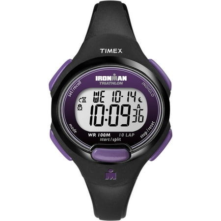 TIMEX Women's IRONMAN Essential 10 34mm Watch – Black & Purple Case with Black Resin Strap
