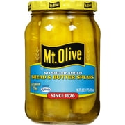 Mt. Olive No Sugar Added Bread & Butter Spears Pickles, 16 fl oz Jar
