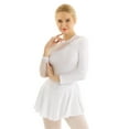 thumbnail image 2 of ZDHoor Womens Long Sleeve Skirted Leotard Dresses Figure Skating Gymastics Ballet Dance Costume White Medium, 2 of 7