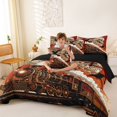 thumbnail image 4 of Homewish Halloween Skull Crows 7-Piece King Bedding,Vintage Train King Bed in a Bag,White Orange,Black Reversible, 4 of 8