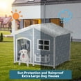 thumbnail image 6 of Petsfit 47" Dog House Outdoor with Waterproof PVC Roof, Extra Large Dog House for 2 Medium Dogs, Dog House Outdoor Large Breed, XXL Dog Houses with Window, Gray, 6 of 8