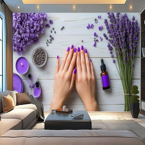 Peel and Stick Wallpaper Canvas Makeup Purple Nail Polish Mural Removable Kids Room Living Bedroom Modern Art Wall Mural Decor Self Adhesive and Removable 100in x 144in