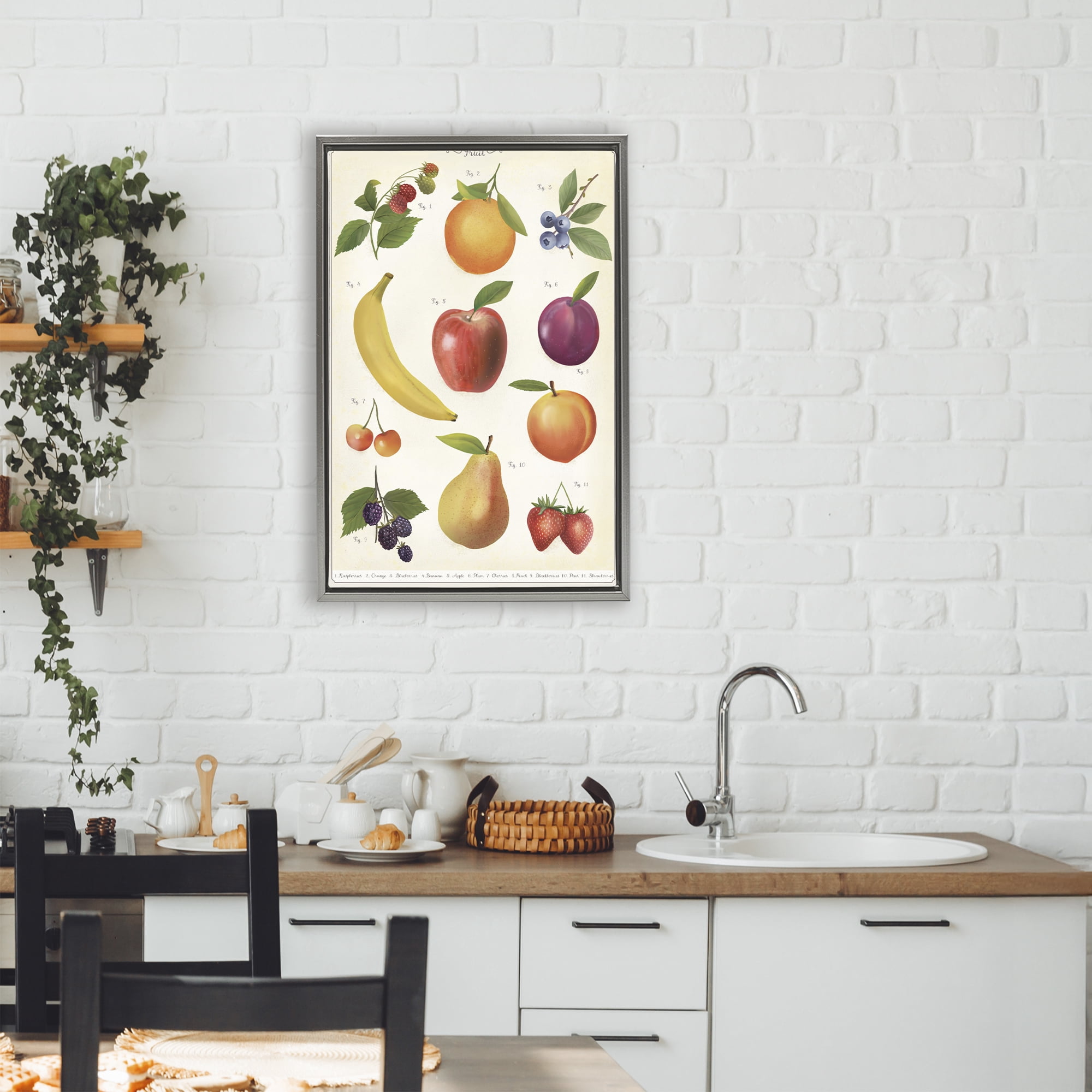 Stupell Industries Fruit Collection Studies Gray Framed Floater Canvas Wall Art, design by Diane Neukirch