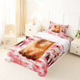 thumbnail image 5 of Manfei Cute Cherry Blossoms Pattern Twin Sheets,Kawaii Capybara Bedding,Pink,3pcs,1 Fitted Sheet and 1 Pillowcase, 5 of 6