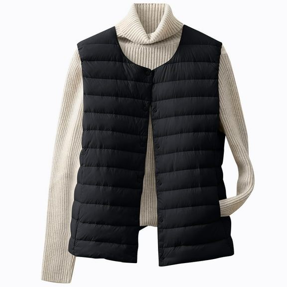 Kaemgyyd Women's Quilted Puffer Vest Plus Size Sleeveless Lightweight Zip up Jacket Winter Warm Coat Outerwear