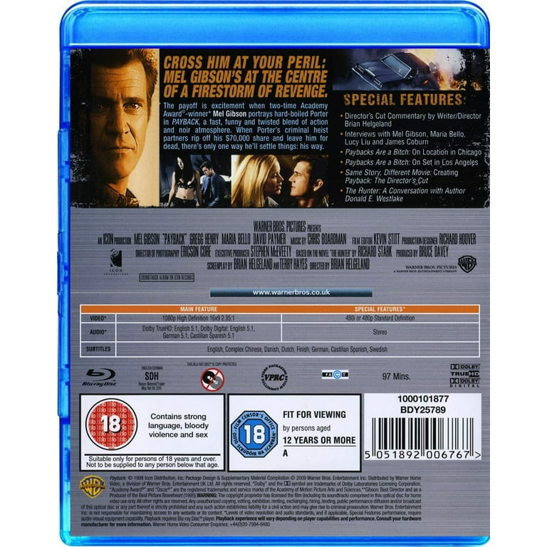 Payback (Blu-ray), Warner Bros Uk, Action & Adventure