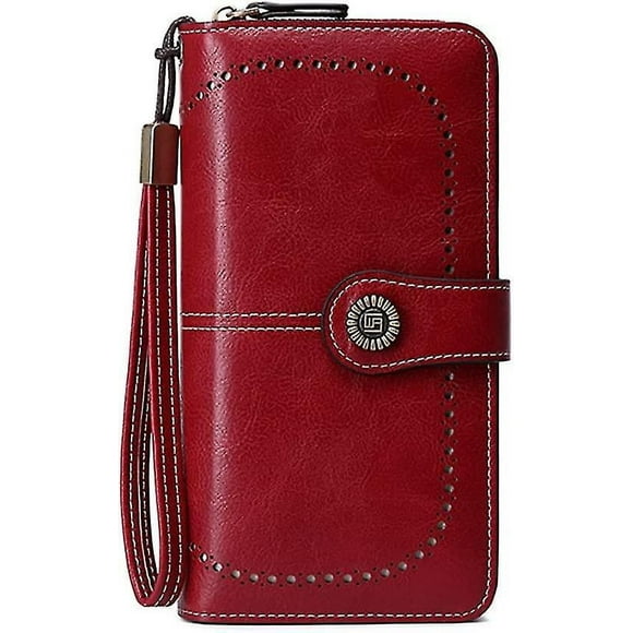 Cartera para pasaporte de viaje con bloqueo RFID, porta pasaporte familiar, color vino tinto