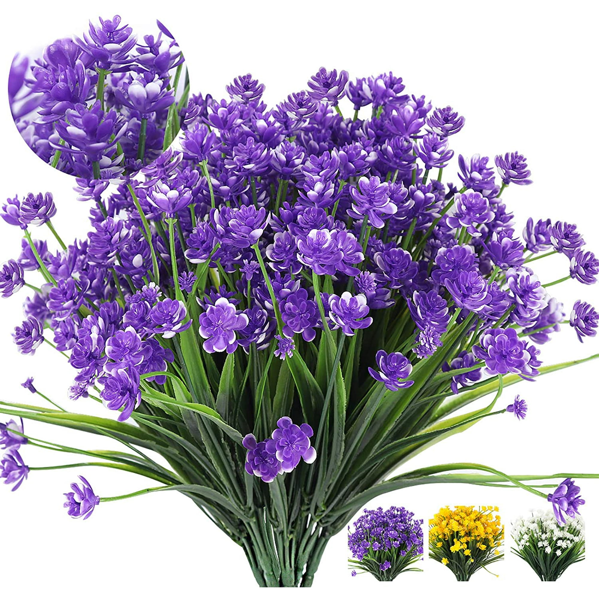 Zecatl Artificial Flowers 8 Bundles Fake Flowers Plant For Outdoor Decoration Uv Resistant Faux Outdoor Plastic Greenery Shrubs Plants Hanging Planter Kitchen Home Wedding Garden Decor Purple Walmart Canada