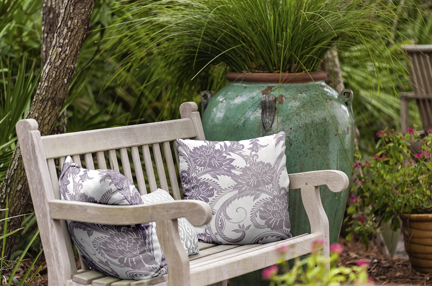 18" x 18" Simply Daisy Flower Flourish Indoor/Outdoor Polyester Throw Pillow, Larkspur