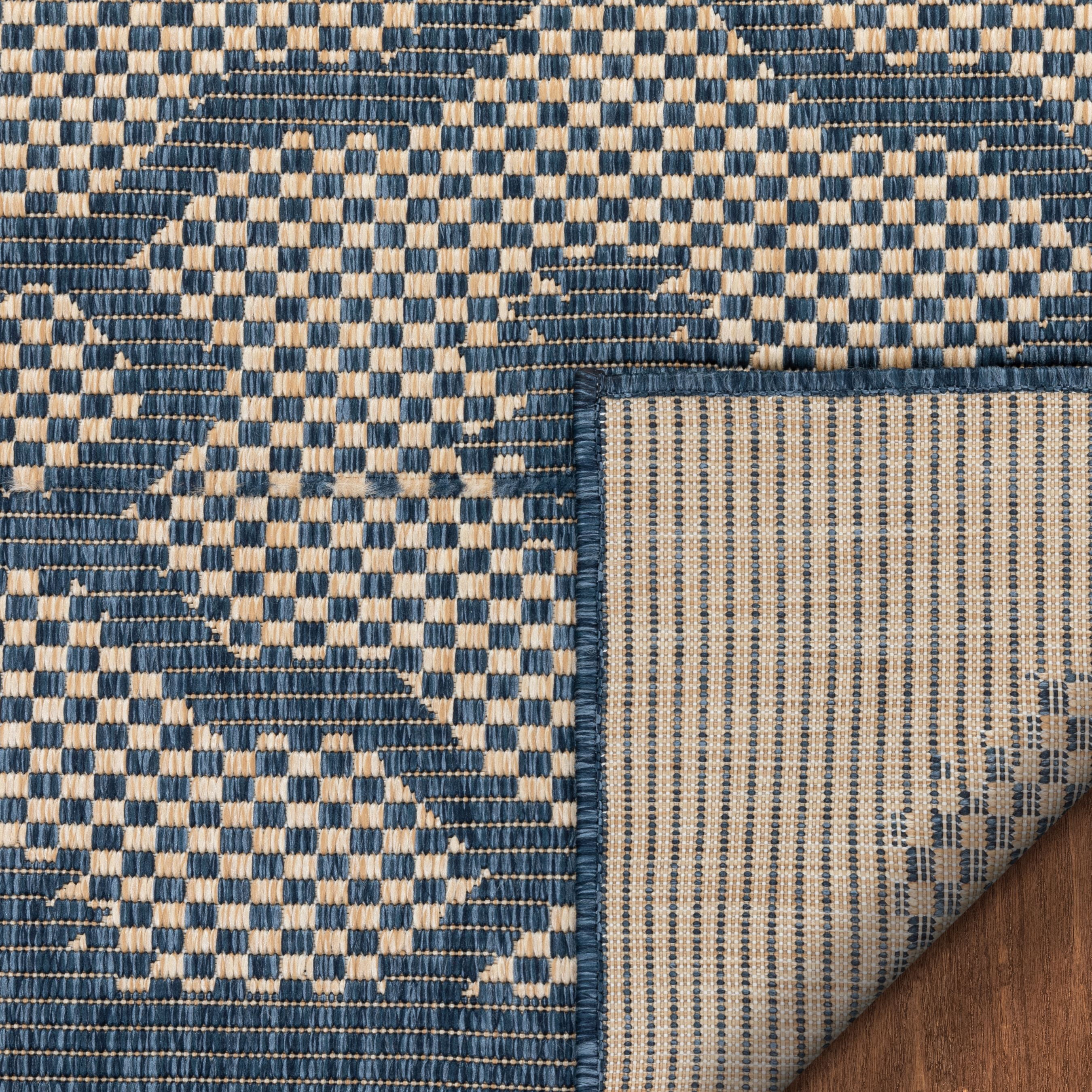 Well Woven Medusa Sol Lattice Trellis Blue 7'10" x 9'10" Indoor/Outdoor Flat-Weave Area Rug