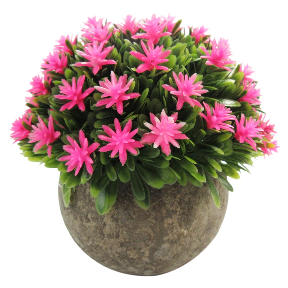 Mini 5inch Lifelike Artificial Topiary Plant Faux Pink