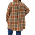 thumbnail image 4 of DARING DIVA Plus Size Plaid Shacket Long Sleeve Flannel Fashion Jacket 1X Orange, 4 of 7