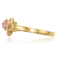 thumbnail image 5 of 10K Solid Tri Color Pink White Yellow Black Hills Gold Diamond Rose Flower Ring, 5 of 9