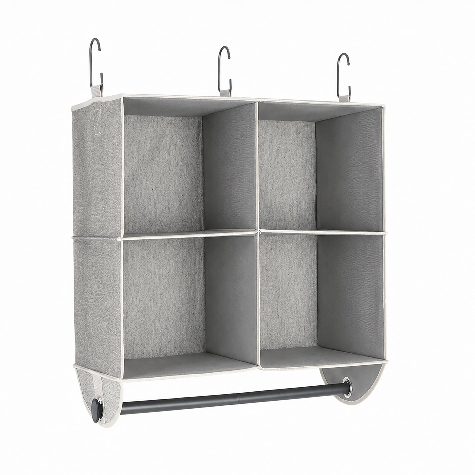 (2 pack) Better Homes & Gardens Gray Hanging Closet Organizer 4-Shelf with Rack