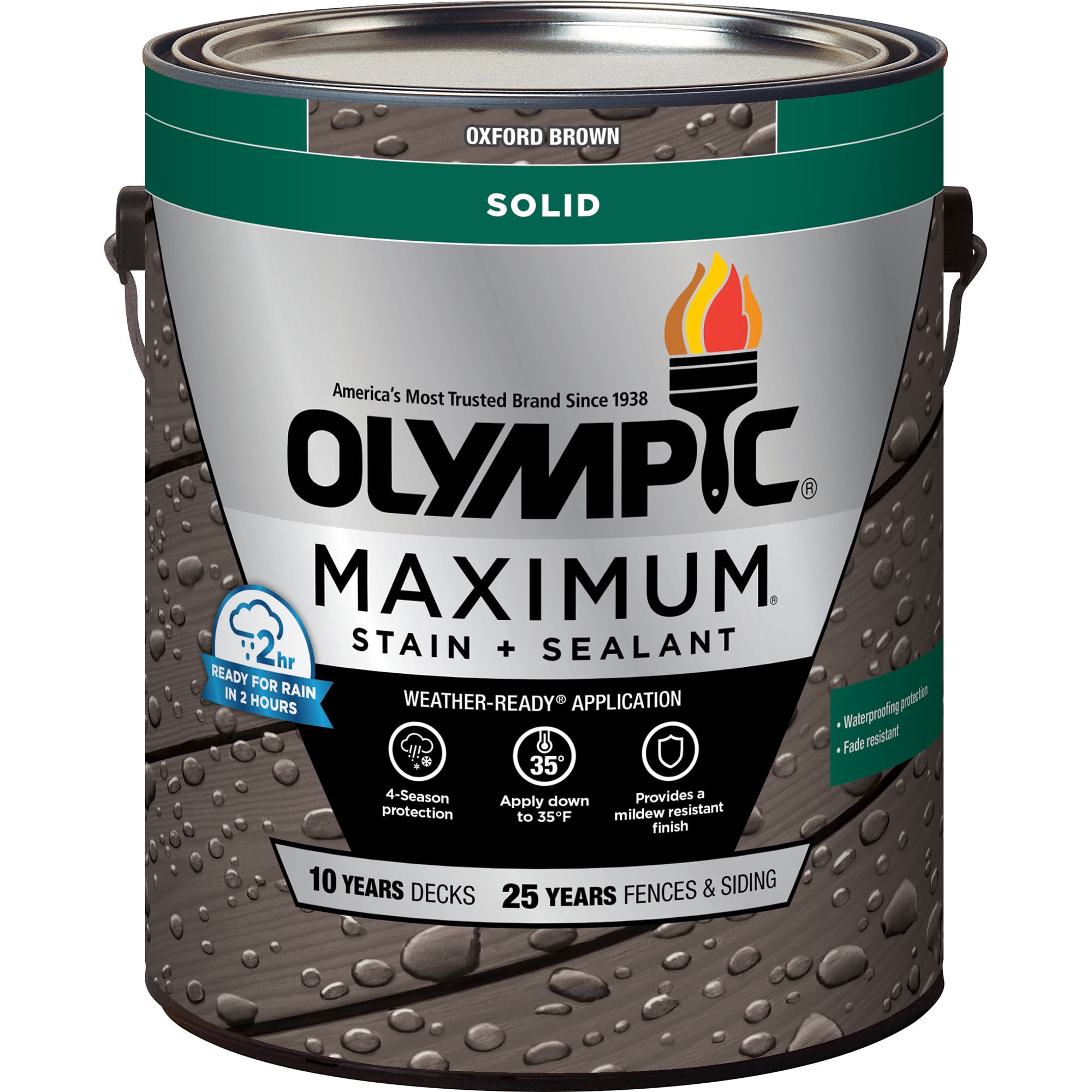 Olympic Maximum 1 Gallon SC-1058 Oxford Brown Solid Color Exterior Stain and Sealer in One