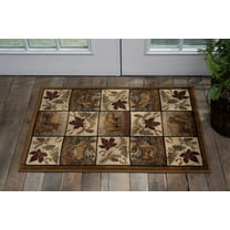 Nature Novelty 2' x 3' Beige and Crimson Polypropylene Indoor Area Rug