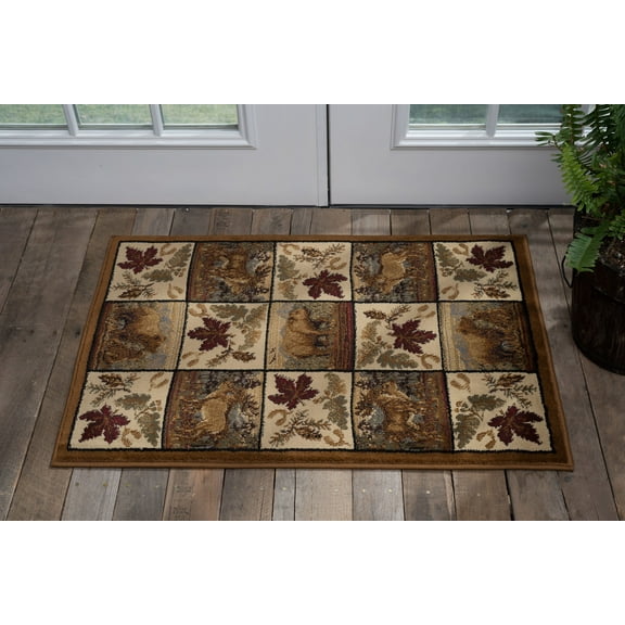 Nature Novelty 2' x 3' Beige and Crimson Polypropylene Indoor Area Rug