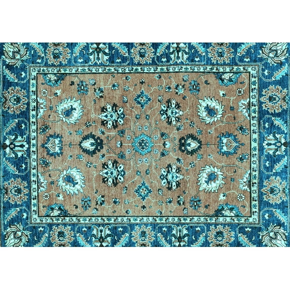 Ahgly Company Indoor Rectangle Oriental Light Blue Traditional Area Rugs, 7' x 9'