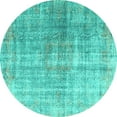 thumbnail image 1 of Ahgly Company Machine Washable Indoor Round Abstract Turquoise Blue Contemporary Area Rugs, 7' Round, 1 of 4