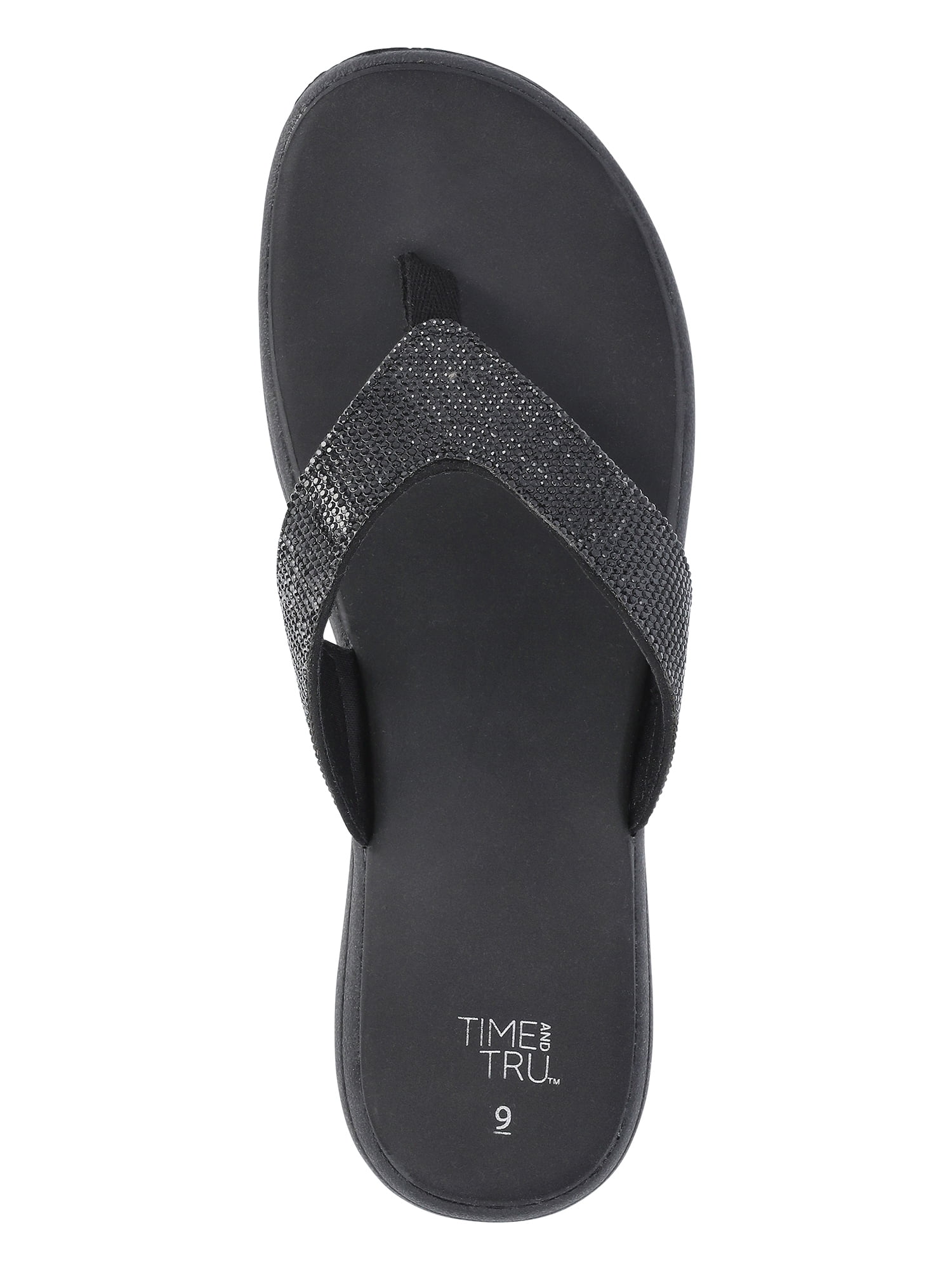 Time and Tru Women's Comfort Glitter Flip Flop Sandals