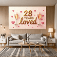 thumbnail image 6 of LUUFILx 28 Years Loved Party Banner Sparkly Backdrop Background Decorations Birthday Anniversary Celebration Supplies Romantic Event Photo Props, 6 of 8
