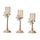 thumbnail image 1 of Candelabro de pilar de 3 piezas, candelabro de metal dorado, candelabro para decorar Flor transparente, 1 of 9