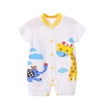thumbnail image 1 of WEIYLL Girls Rompers Cartoon Short Summer Sleeve Print Cute Soft Crew Neck White Baby Overalls for 0-6 Months, 1 of 3