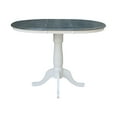 thumbnail image 3 of 36" Round Solid Wood Extension Dining Table With 4 Cross Back Counter Height Stools in White/Heather Gray by International Concepts, 3 of 6