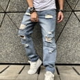 thumbnail image 3 of Reppunk Vintage Distressed Loose Men Washed Blue Denim Pants Stylish Men's Ripped Hole Straight Biker Jeans Male Trousers Menswear Underwear, 3 of 8