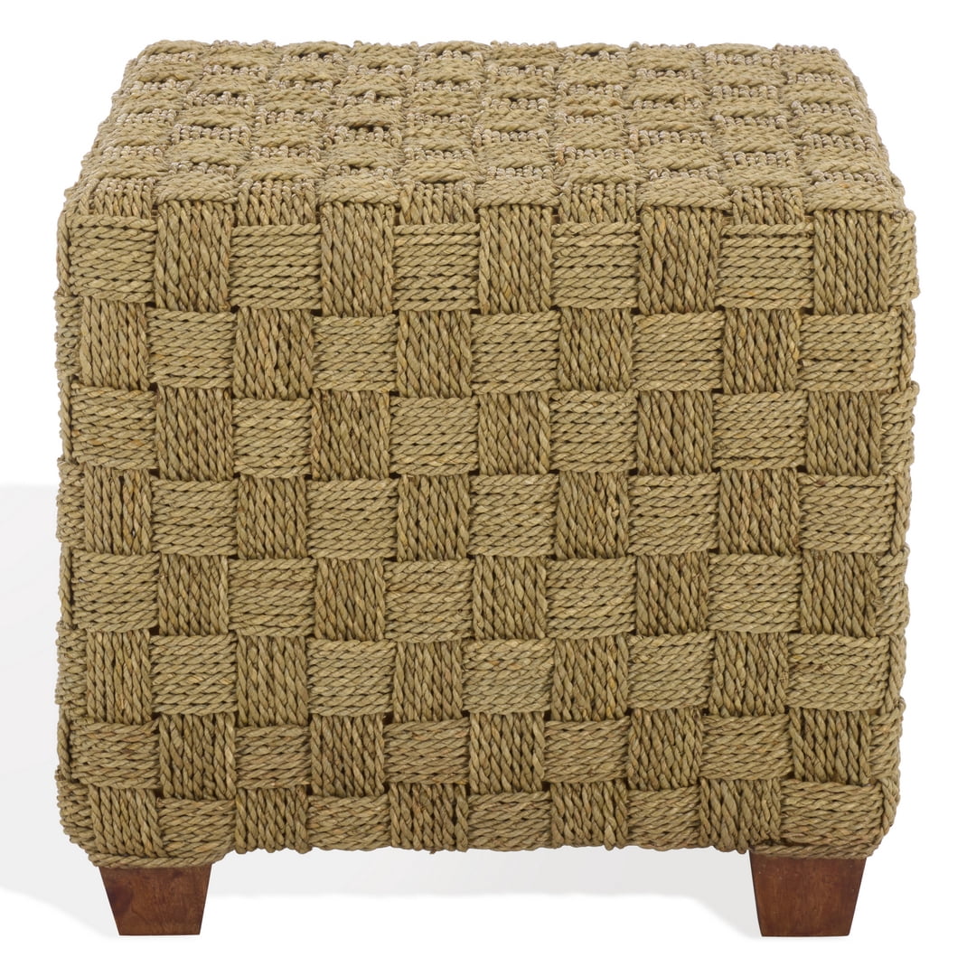Safavieh Couture Norabelle Square Woven Seagrass Ottoman, Natural