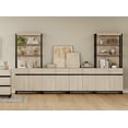 thumbnail image 4 of WAMPAT Modern TV Stand with 3 Tiers Bookshelf, Farmhouse Entertainment Center with 4 Large Storage Cabinets and Adjustable Shelf, Wooden Media TV Console with Black Metal Leg for Living Room, Beige, 4 of 12