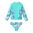thumbnail image 4 of zdhoor Girls' 2 Piece Rashguard Swimsuit Set Teen Tropical Print Shirts with Bikini Bottoms Set Cute Leaf 8, 4 of 7