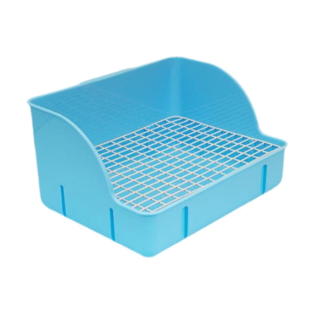 Bandeo de arena de conejo, caja de baño de esquina, bandeja de arena de animales pequeños, inodoro de mascota de pan de arena para ratas, , Azul