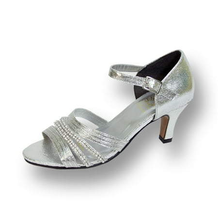 

FLORAL Eryn Women s Wide Width Evening Dress Shoes for Wedding Prom & Dinner SILVER 10