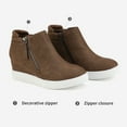 thumbnail image 2 of Dream Pairs Women's Platform Casual Sneaker Ankle Booties Wedge Ankle Boots WEDGE-SNKR-2 BROWN Size 8, 2 of 5