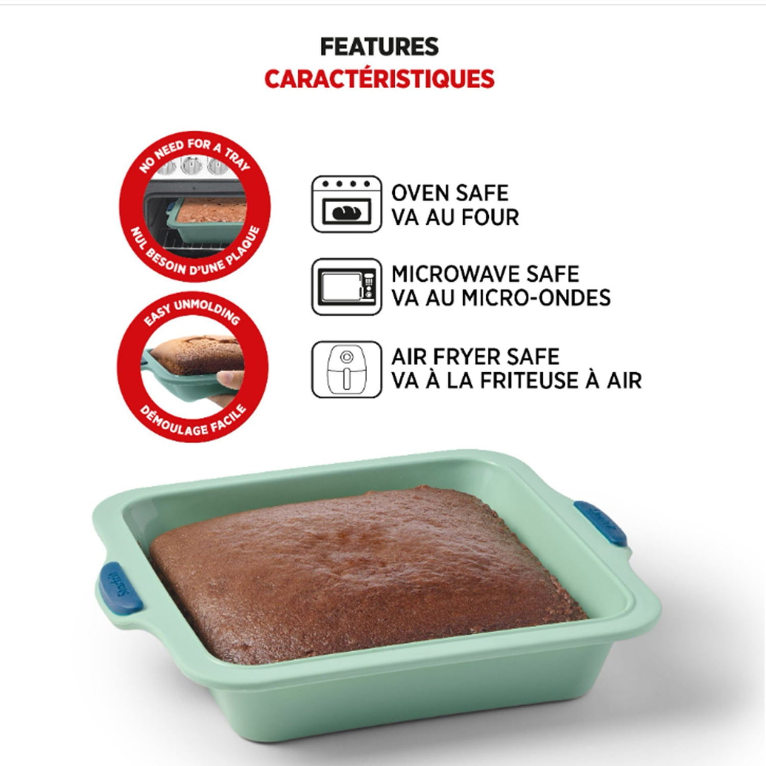 Starfrit 8 in Square Silicone Cake Pan with Integrated Metal Frame