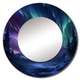 thumbnail image 2 of Designart "Vibrant Northern Lights Aurora s Dance" Aurora Borealis Rund Mirror For Wall Decor - Large Blue Round Print Mirror - Round Traditional Mirror - Wall Mounted Round Large Mirror - 29" x 29", 2 of 6