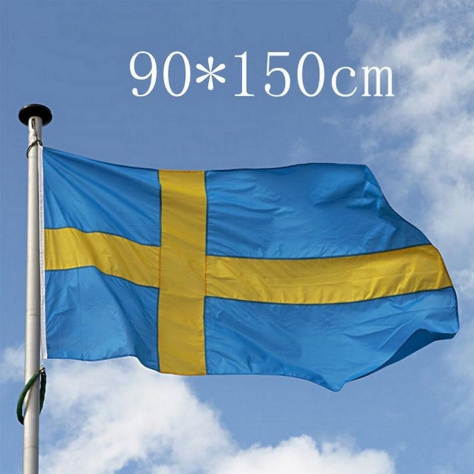 Sweden Flag - 150x90 cm - 100% Polyester Swedish Flag With Integrated Metal Grommets