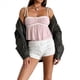 thumbnail image 3 of Blusa de Verano Sin Mangas con Hombros Descubiertos y Peplum para Mujer Rosa XL, 3 of 9