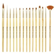 Beaute Galleria 15 Pieces Nail Art Brush Set for Detailing, Striping, with Gel Brushes, Painting Brushes, 3D Brush, Dotting Tool, Fan Brush and Liner