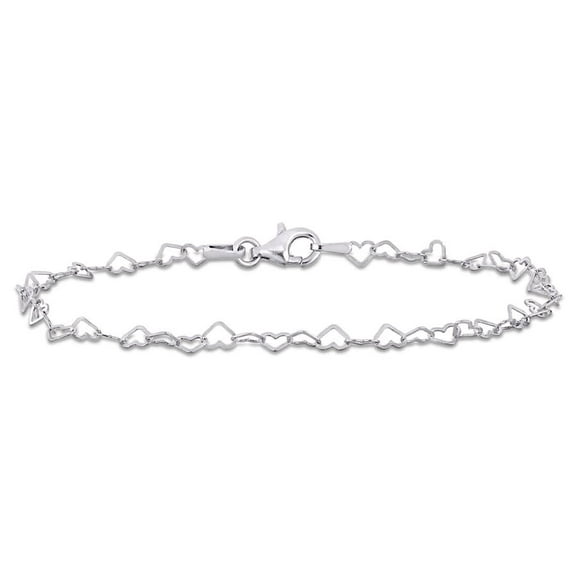 Amour 3mm Heart Link Bracelet with Lobster Clasp in Sterling Silver